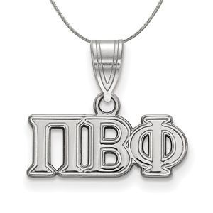 Sterling Silver Pi Beta Phi Medium Greek Necklace - 20 Inch